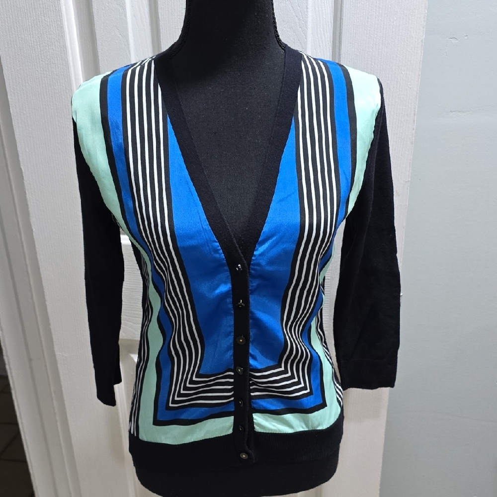 Striped Blue and Black Cardigan